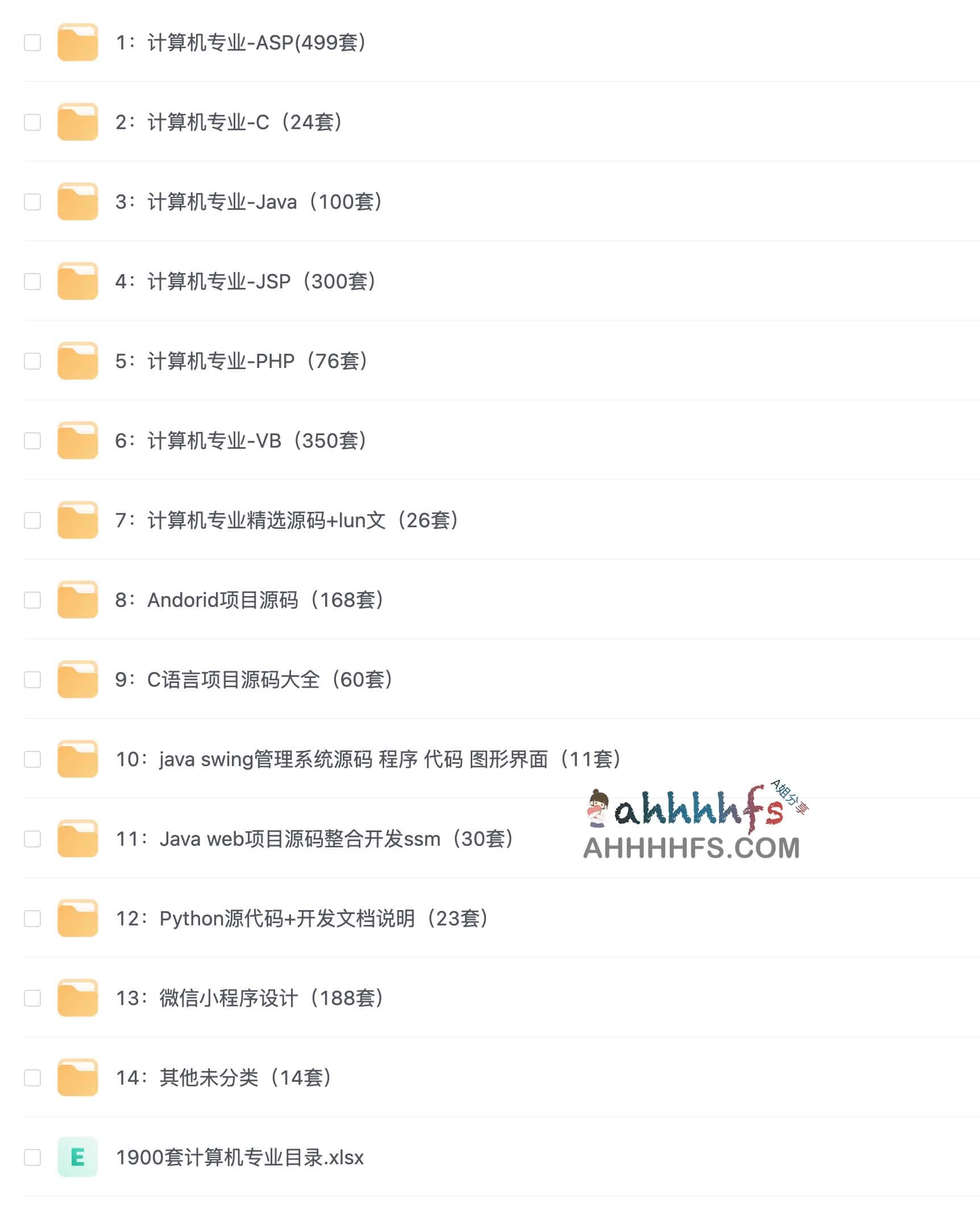 1900套计算机专业毕设项目代码资料大合集-黎明岛-互联网资源