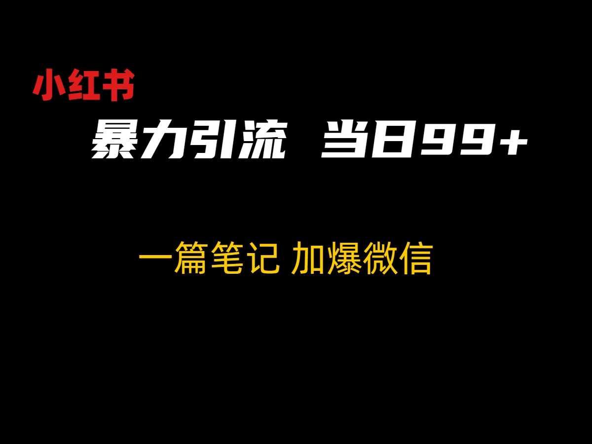 小红书暴力引流方法，当日99+，非常简单的引流方法