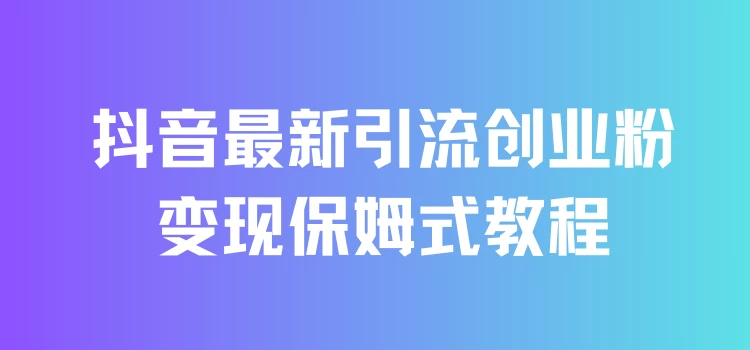 抖音最新引流创业粉+变现保姆式教程 直接无脑套模板即可