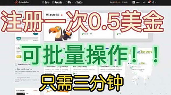 国外注册一次 0.5 美金项目：只需三分钟无脑操作、小白工作室福利