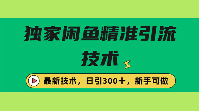 独家闲鱼引流技术，日引 300+ 实战玩法