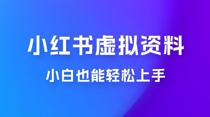 小红书虚拟资料掘金，日入 300+ 小白也能轻松上手的蓝海项目