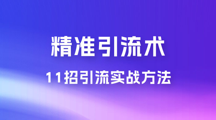 精准引流术：11 招引流实战方法，让你私域流量加到爆（共 11 课）