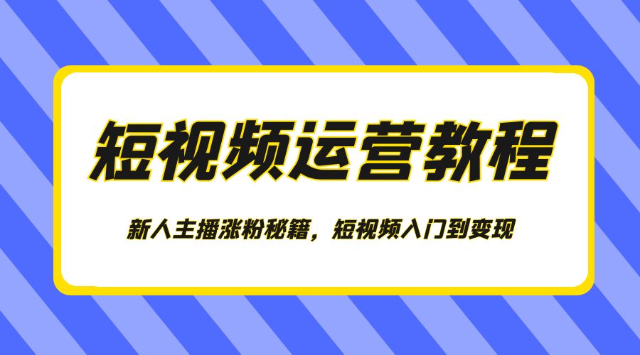 短视频运营教程：新人主播涨粉秘籍，短视频入门到变现-黎明岛-互联网资源