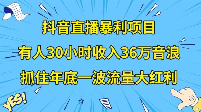 抖音直播暴利项目，有人 30 小时收入 36 万音浪，公司宣传片年会视频制作，抓住年底一波流量大红利-黎明岛-互联网资源