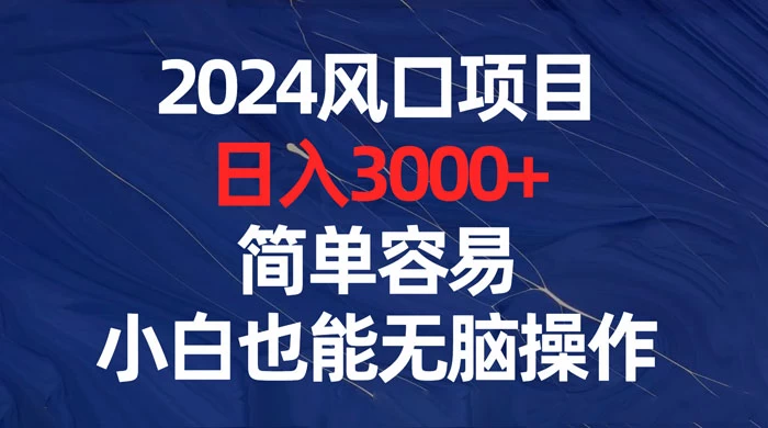 2024 风口项目，日入 3000+，简单容易，小白也能无脑操作-黎明岛-互联网资源