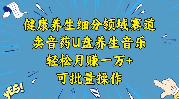 健康养生细分领域赛道,卖音药U盘养生音乐,轻松月赚一万+,可批量操作