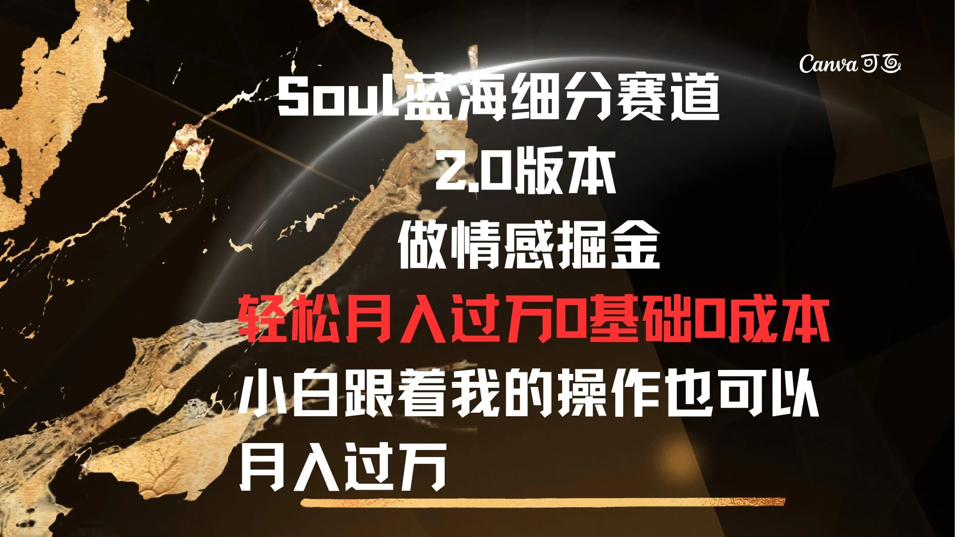 Soul蓝海细分赛道，2.0版本，做情感掘金，轻松月入过万，0基础，0成本，小白跟着我的操作也可以月入过万-黎明岛-互联网资源