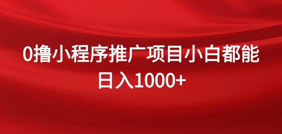 0撸小程序推广项目，日入四位数，零基础小白也能做-黎明岛-互联网资源