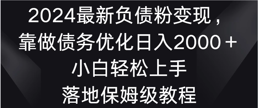 2024最新负债粉变现，靠做债务优化日入2000＋小白轻松上手 落地保姆级教程-黎明岛-互联网资源