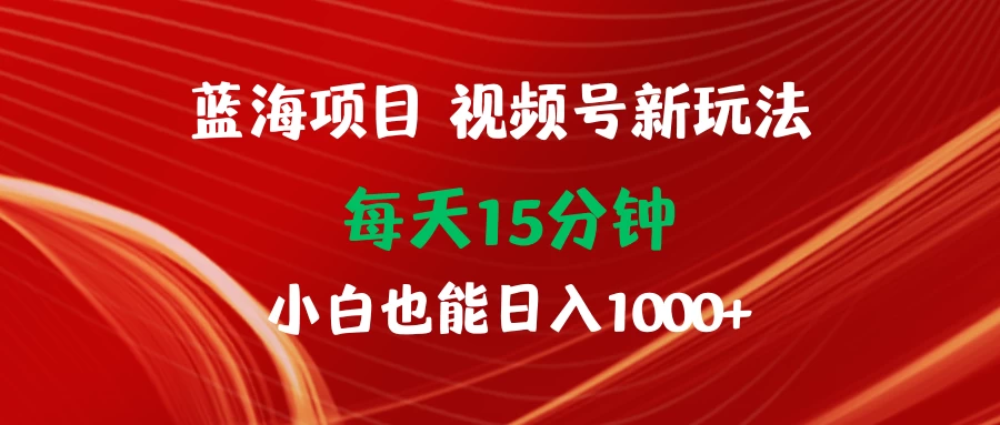 蓝海项目视频号新玩法 每天15分钟 小白也能日入1000+-黎明岛-互联网资源