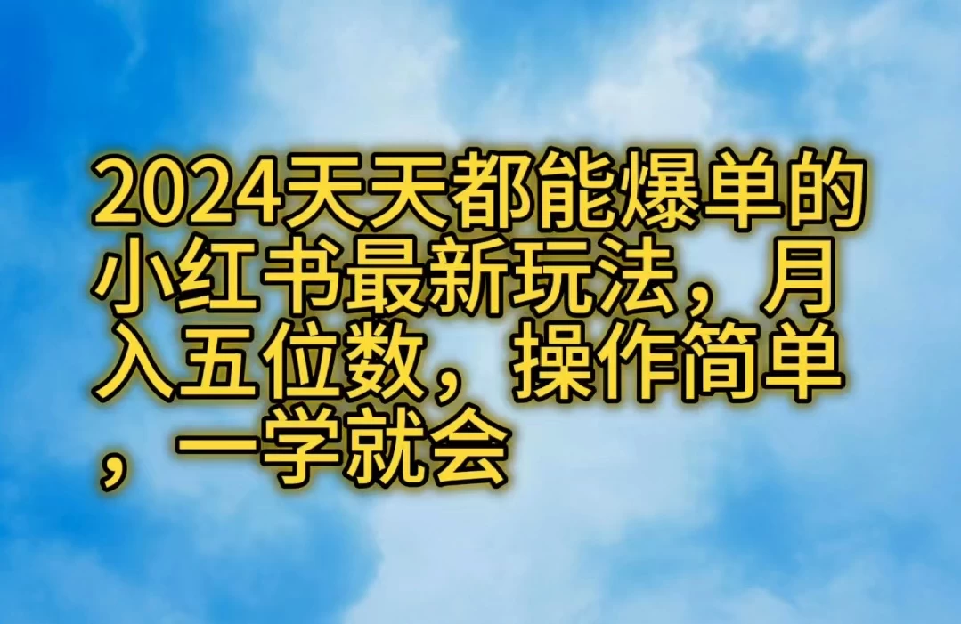 2024天天都能爆单的小红书最新玩法,月入五位数,操作简单,一学就会-黎明岛-互联网资源