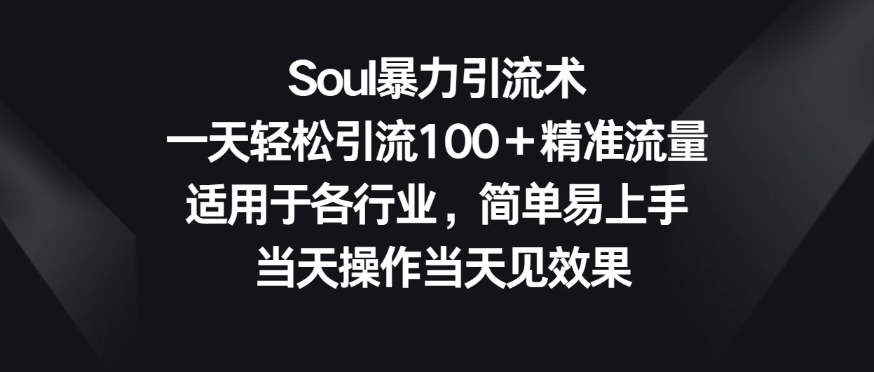Soul暴力引流术，一天轻松引流100＋精准流量，适用于各行业，简单易上手 当天操作当天见效果-黎明岛-互联网资源