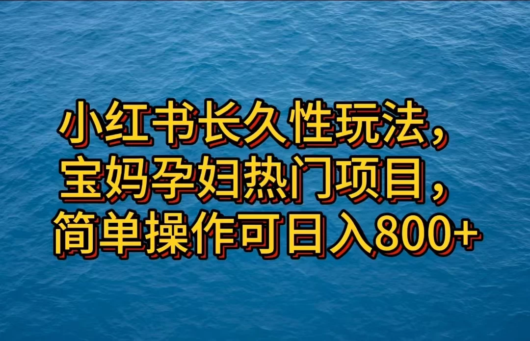 小红书长久性玩法，宝妈孕妇热门项目，简单操作可日入800+-黎明岛-互联网资源