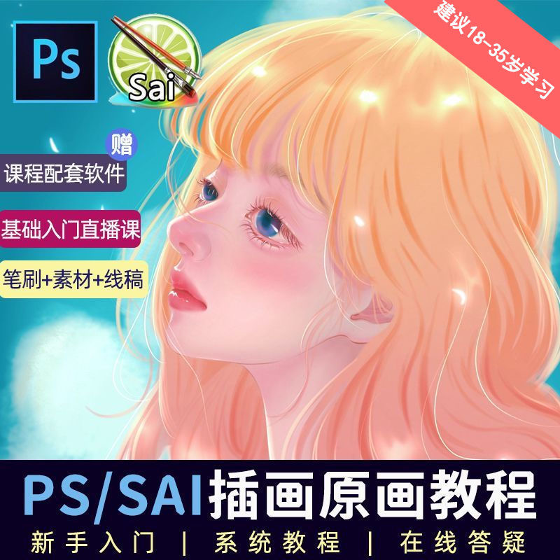 教程零基础 CG 漫画 SAI 线稿笔刷手绘画数位板绘视频课程-黎明岛-互联网资源