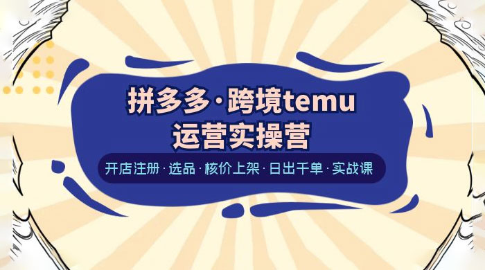 拼多多 · 跨境 Temu 运营实操营：开店注册、选品、核价上架、日出千单、实战课