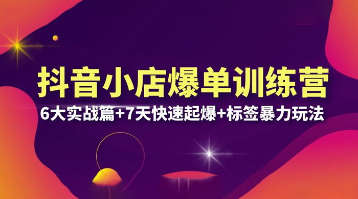 抖音小店爆单训练营 VIP 线下课：6 大实战篇 + 7 天快速起爆 + 标签暴力玩法「 32 节」