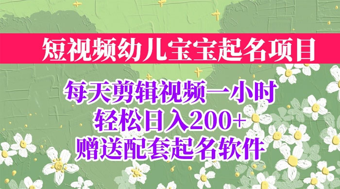 小红书宝宝起名项目：全程投屏实操，赠送配套软件 