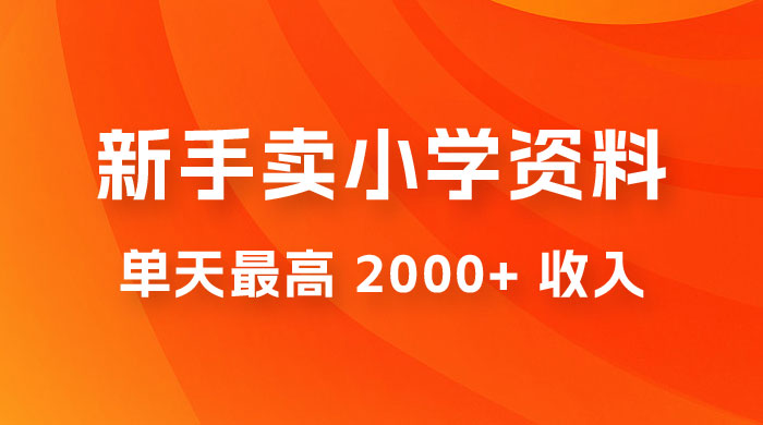 新手卖小学资料，单天最高 2000+ 收入，保姆级教程，详细拆解这套玩法