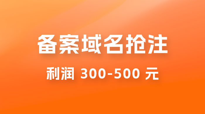 仅揭秘：备案域名抢注，一单利润 300-500 元，需求量大