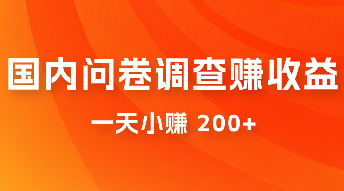 国内问卷调查赚收益，一天小赚 200+，小白随便上手