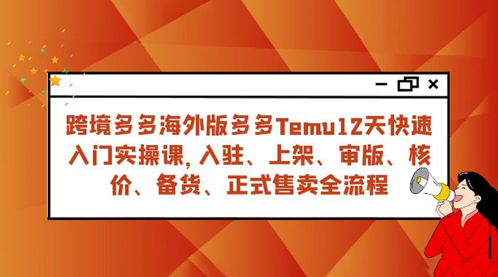 拼多多海外版 Temu 跨境电商 12 天快速入门实战课,从入驻上架到正式售卖全流程-黎明岛-互联网资源