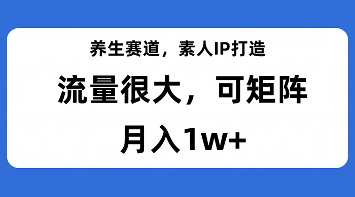 养生赛道，素人IP打造，流量很大，可矩阵，月入1w+-黎明岛-互联网资源
