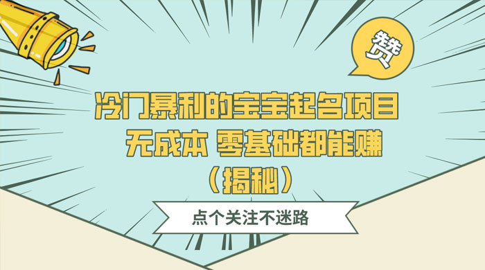 冷门暴利的宝宝起名项目 ，无成本零基础都能赚（揭秘）-黎明岛-互联网资源