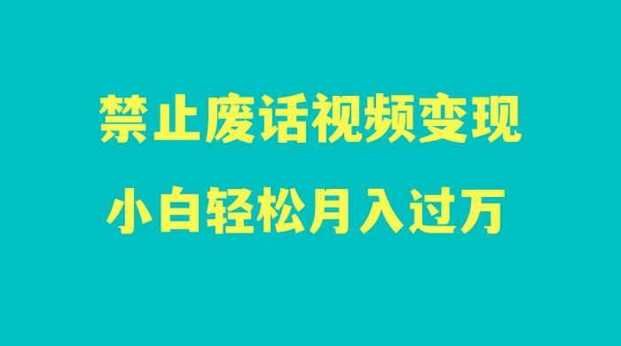 最新蓝海项目，靠禁止废话视频变现，一部手机，小白轻松月入过万！