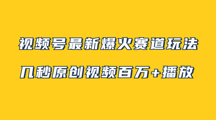 视频号最新爆火赛道玩法，几秒视频可达百万播放，小白即可操作（附素材）-黎明岛-互联网资源